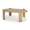 Three-quarter perspective highlighting the elongated oblong tabletop and the substantial architectural leg design