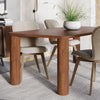 Detailed shot focusing on the smooth transition between the rectangular tabletop corner and the cylindrical leg