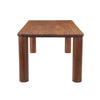 Side profile view emphasizing the balanced proportions and the uniform warm wood tone of the table