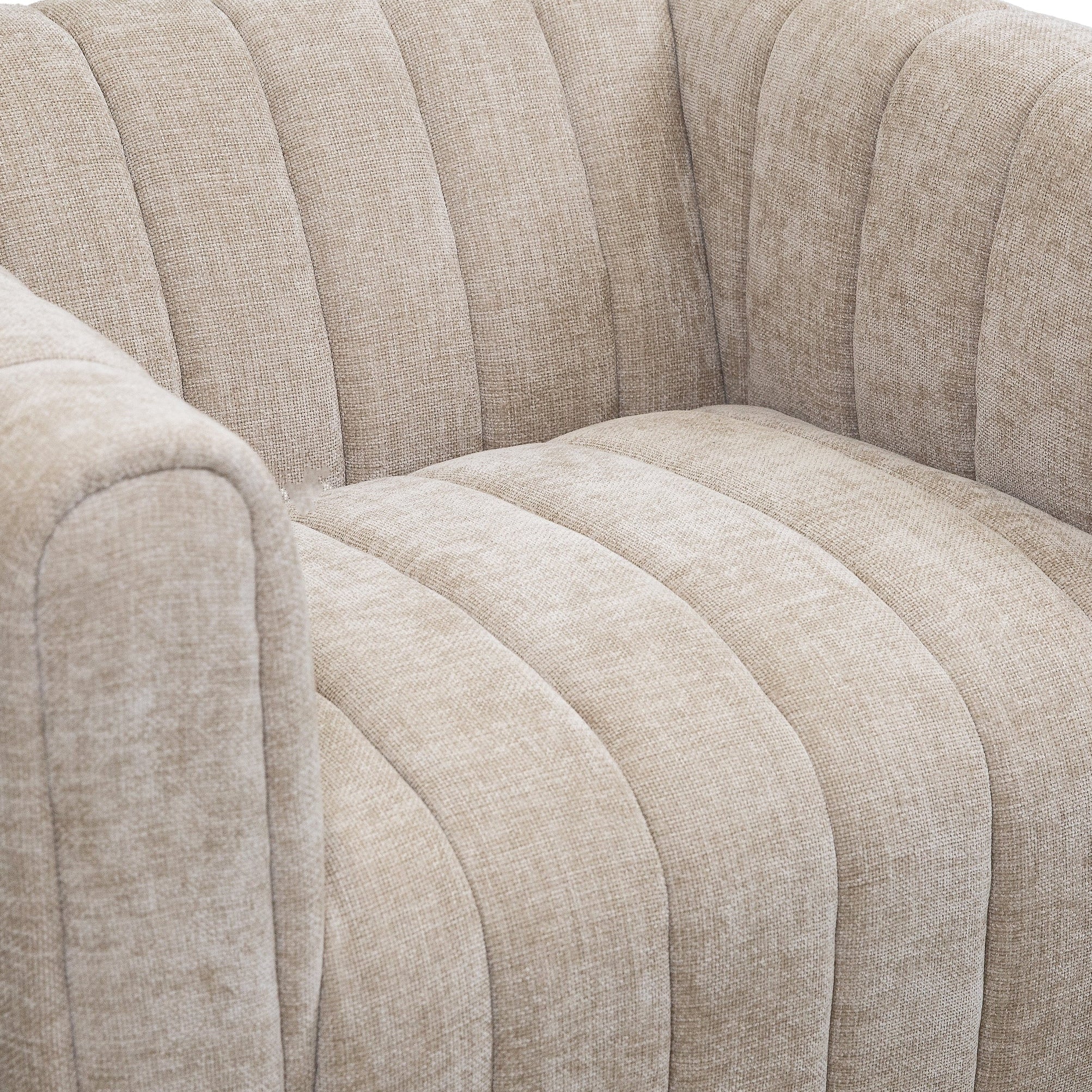 Close-up of the front seat cushion transition to the pedestal base