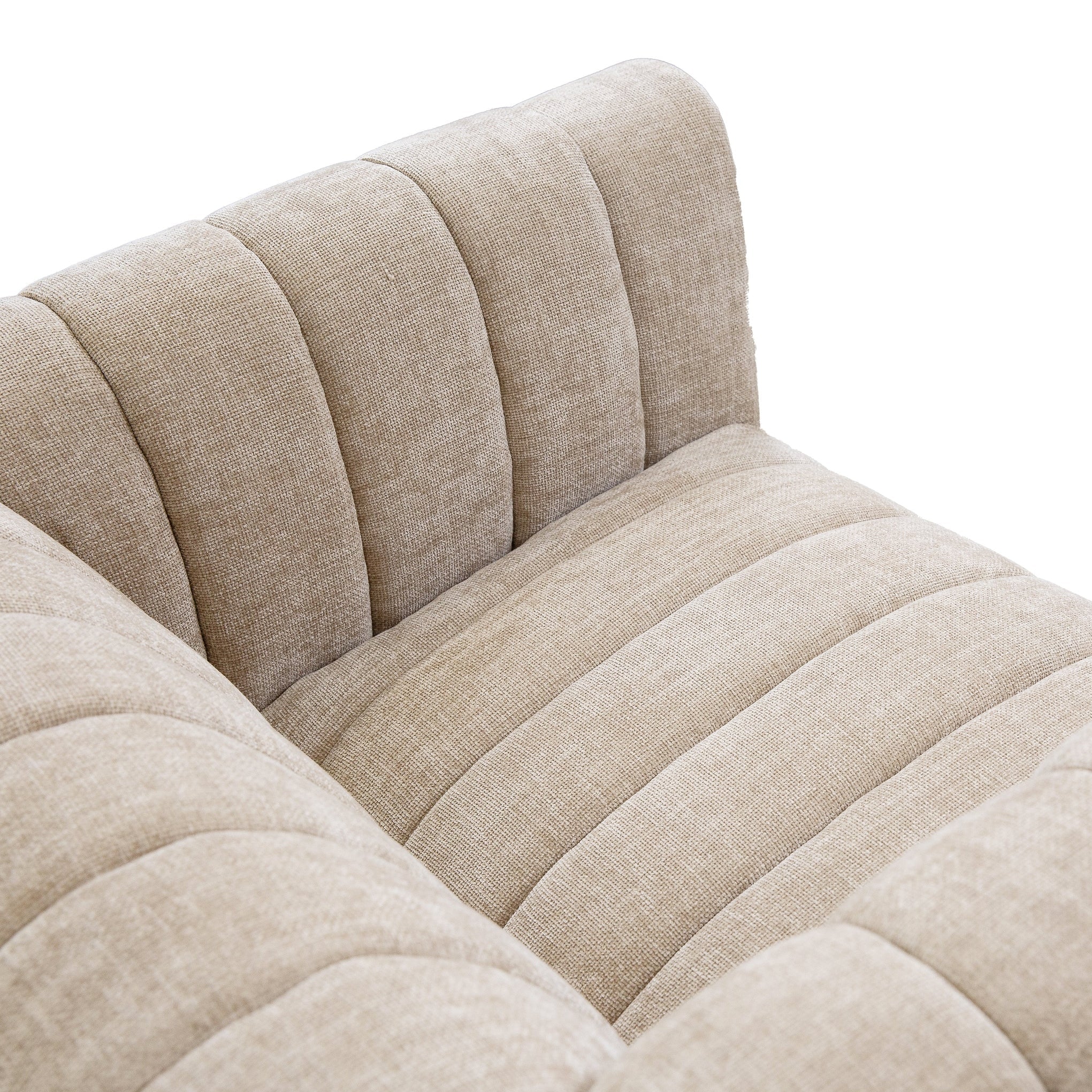 Macro shot of the natural textured weave fabric emphasizing the premium tactile quality
