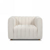 Direct front view of the cream Farlov chair highlighting its symmetrical mushroom design