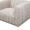 Direct back view demonstrating the seamless upholstery and sturdy structural column