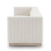 Side profile of Fest Mid Century Sofa in Tuscany Cream fabric with mid century modern silhouette