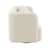 Side view of Fika Premium Boucle Fabric Sofa in cream, curved hygge sofa