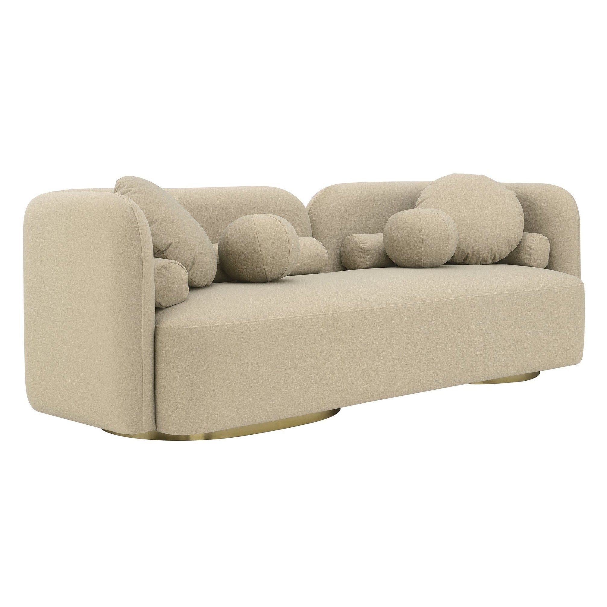 Fika Premium Mohair Fabric Sofa in beige by Hygge Design House, modern Scandinavian hygge style curved sofa for minimalist living rooms in Vancouver