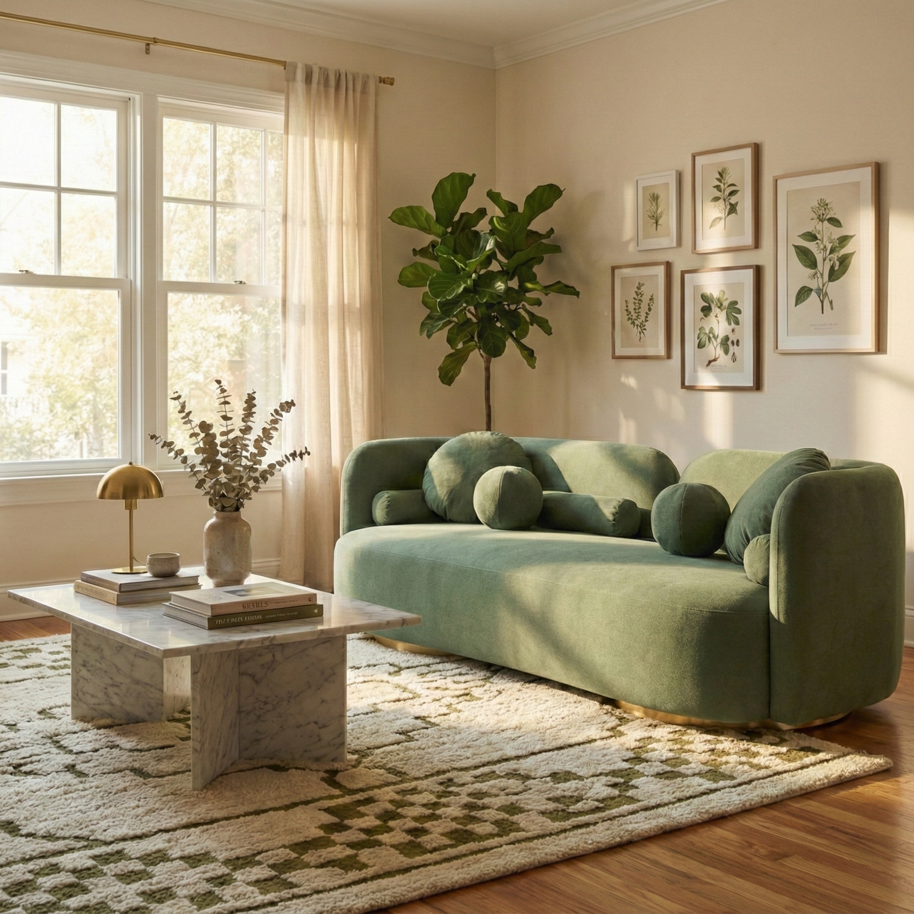 Fika Premium Mohair Fabric Sofa in beige by Hygge Design House, modern Scandinavian hygge style curved sofa for minimalist living rooms in Vancouver