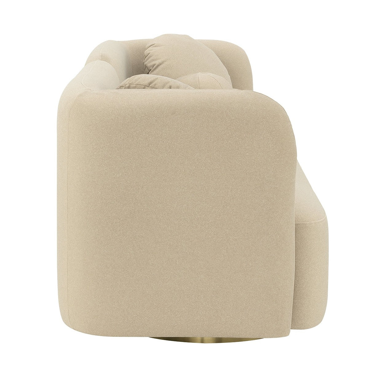 Fika Premium Mohair Fabric Sofa in beige by Hygge Design House, modern Scandinavian hygge style curved sofa for minimalist living rooms in Vancouver