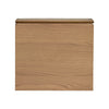 Rear view of the table highlighting the seamless finished back panel and natural vertical wood grain