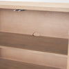 Rear view showing the fully finished matching light brown wood back panel and clean cabinet profile