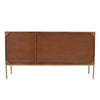 Rear view showing the fully finished wood back panel and the structural brass metal support frame