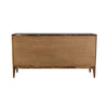 Rear view showing the fully finished wood back panel and the structural stability of the matching acacia base