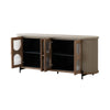 Perspective view with all four arched doors open to reveal a spacious black interior with adjustable storage shelves