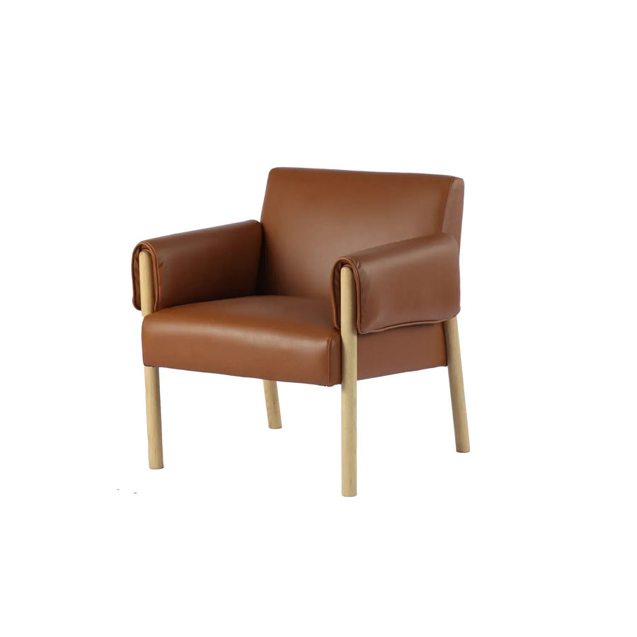 Angled view of Forest club chair in brown leather