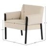 Forest club chair in ivory fabric with product dimensions shown