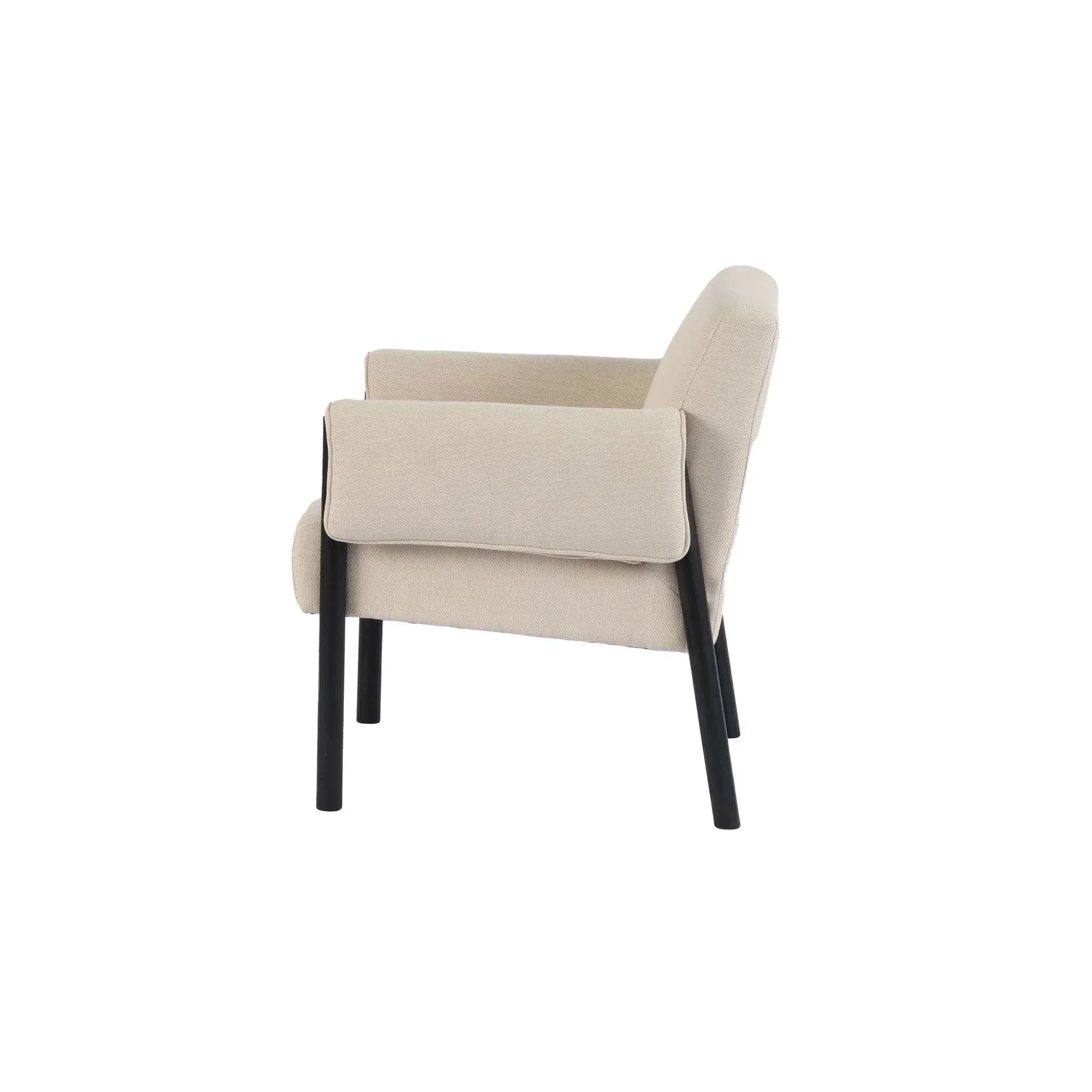 Side view of Forest club chair in ivory fabric