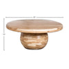 Product shot of the Form sphere table with dimensional markers for height and tabletop diameter
