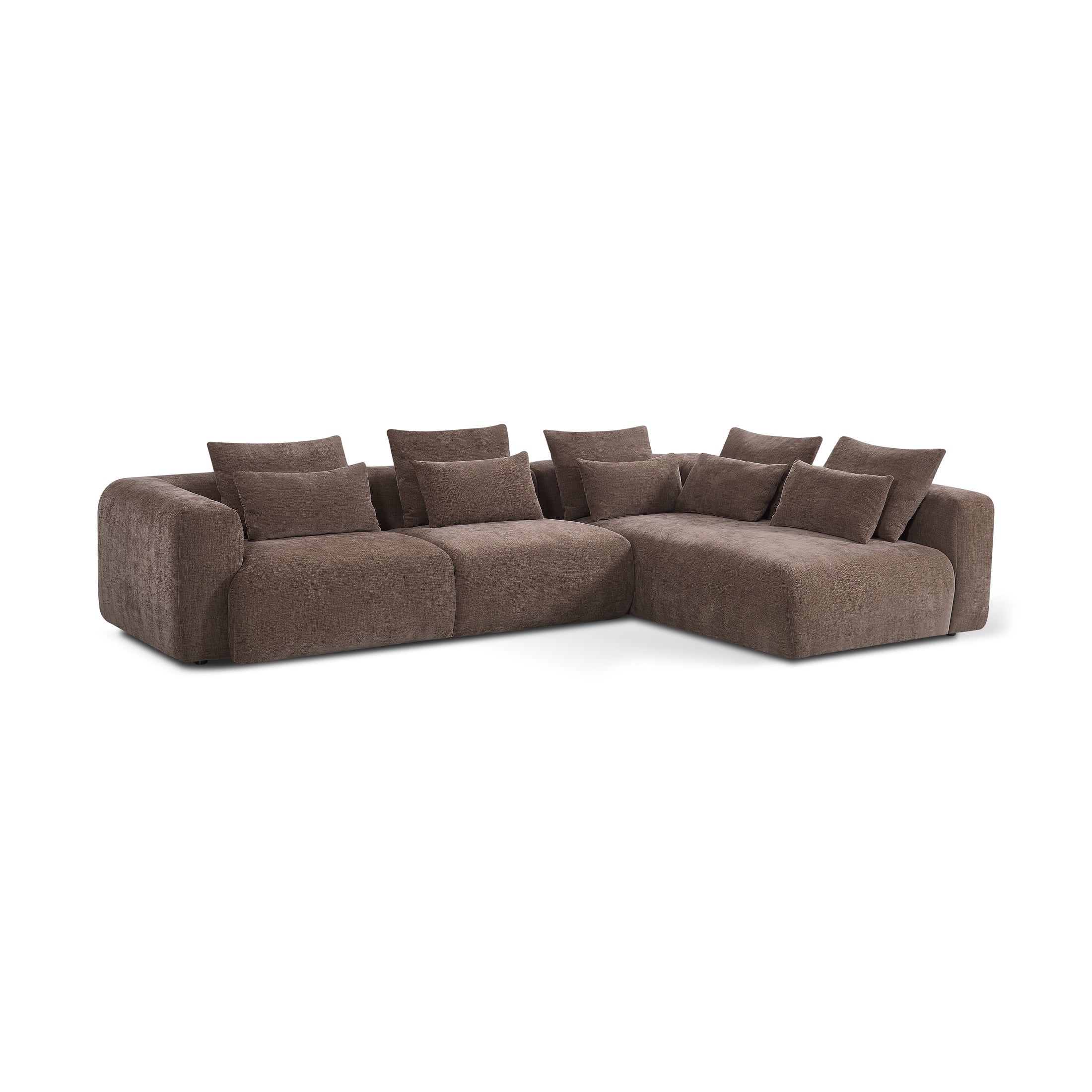 Nella Modern Sectional Sofa with Right Chaise - Chocolate Brown