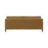 Rear view of the Gemma sofa in honey brown fabric