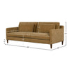 Dimension guide for the honey brown Gemma sofa variant