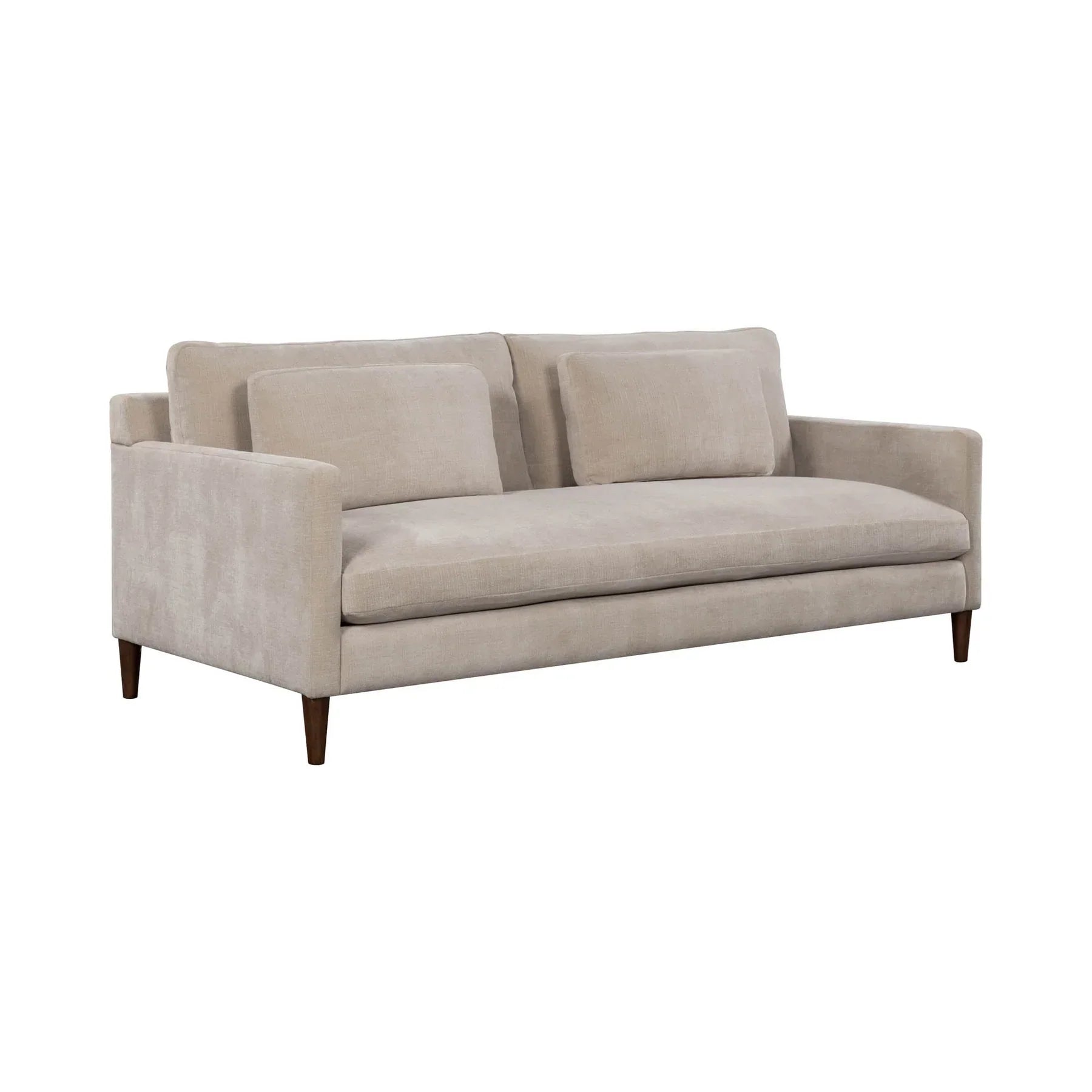 Gemma sofa in sand beige fabric shown from an angle