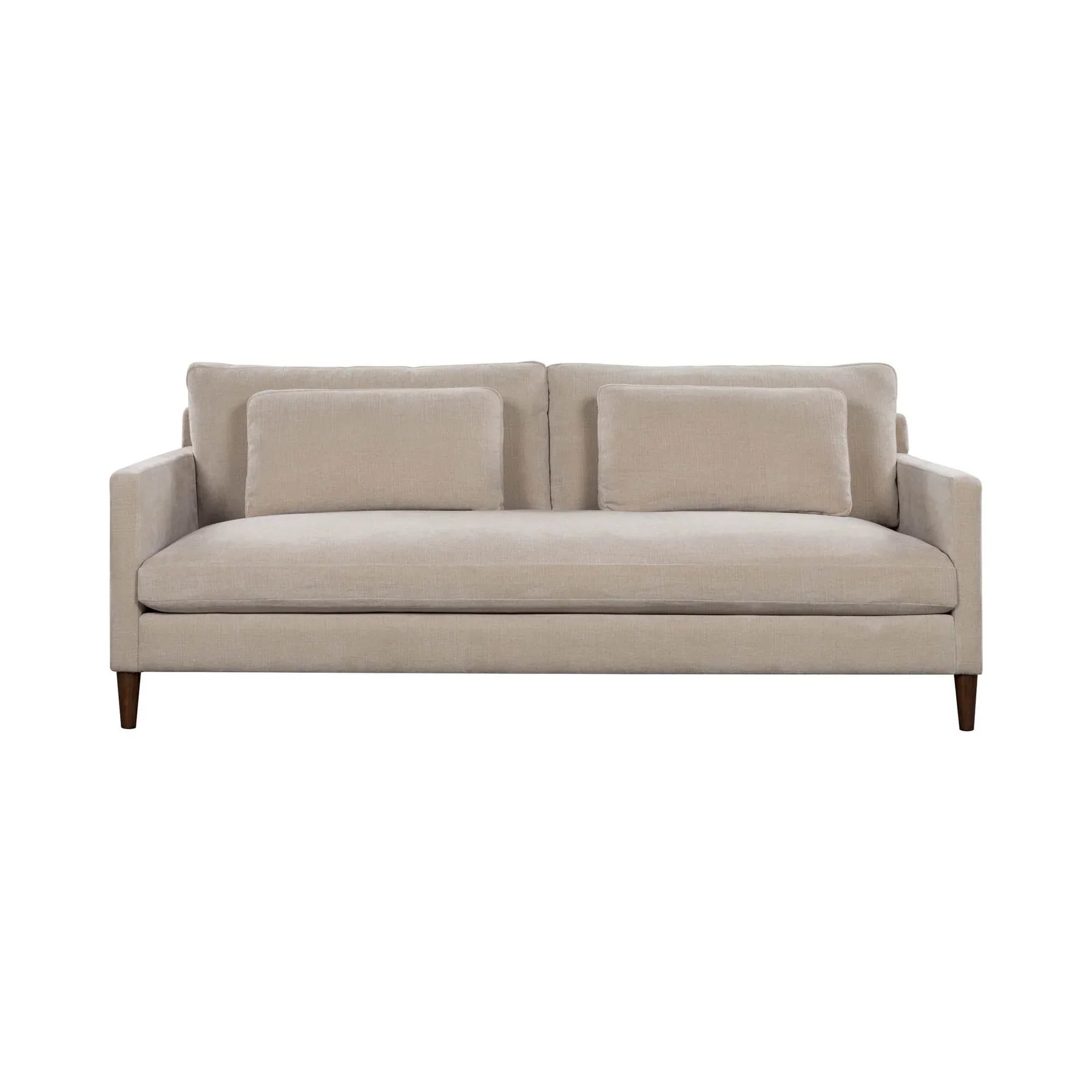 Front view of the Gemma sofa in neutral sand beige