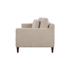 Side profile of the sand beige Gemma upholstered sofa