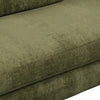Close-up detail of olive green fabric and seat cushion seam