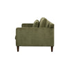 Side profile of Gemma sofa highlighting dark tapered wood legs