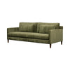 Angled view of the Gemma sofa in olive green upholstery
