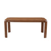 Front view of the Genesis dining table in a warm walnut finish featuring a minimalist rectangular top and tapered architectural legs