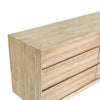High-angle perspective view showcasing the expansive top surface and authentic natural wood grain variations