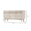 Technical image providing detailed measurements for the sideboard height, width, and depth
