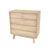 Three-quarter view highlighting the clean architectural box frame and the sturdy mid-century inspired tapered wood legs