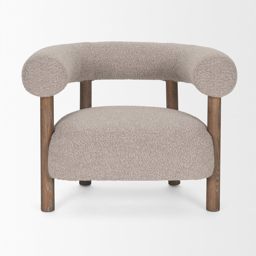 Back view of Gianna accent chair in light fabric