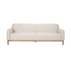 Front view of Hale cream sofa with light wood base