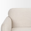 Close-up of the curved armrest on Hale cream sofa
