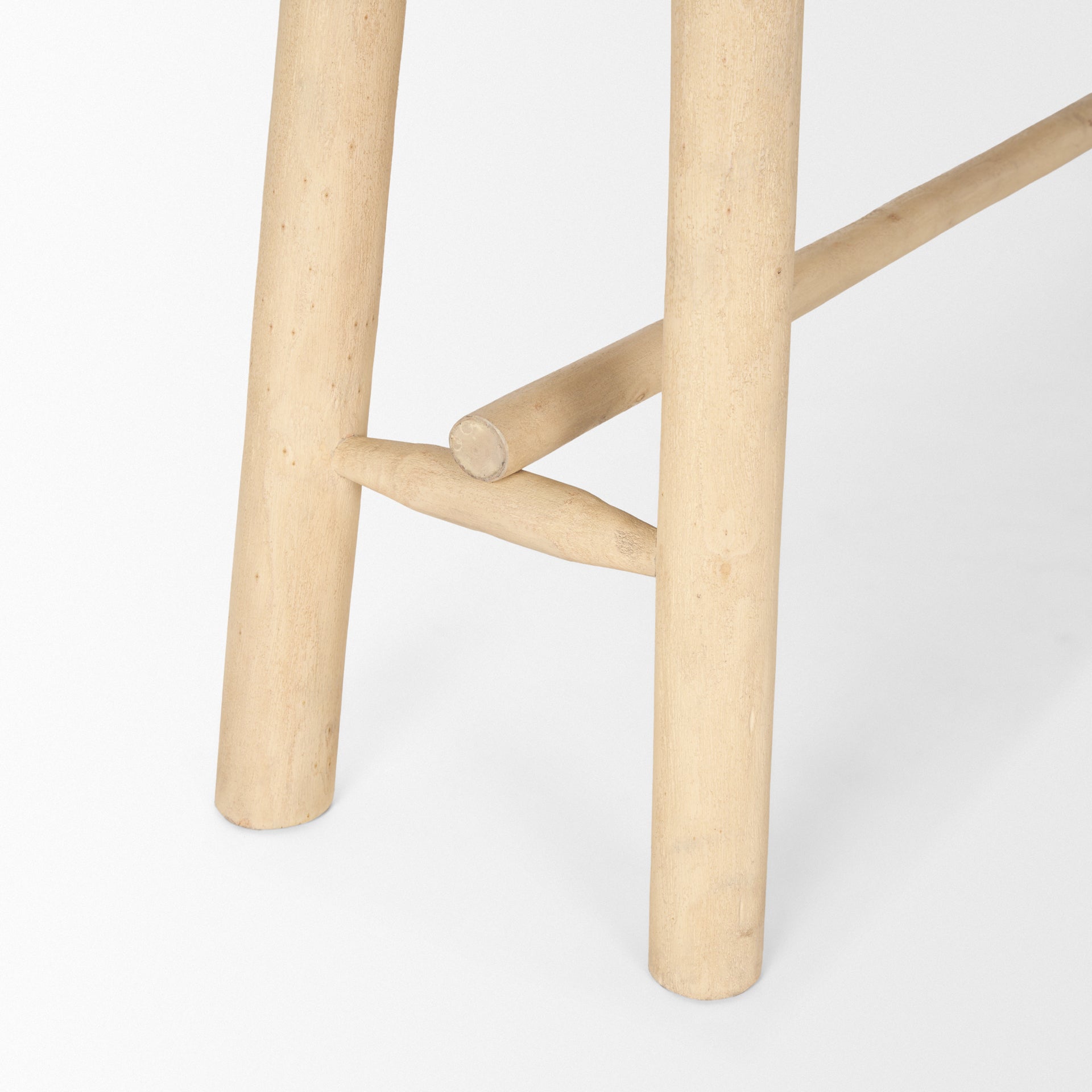 Front view of the Sekou console table in light brown natural wood featuring a minimalist craftsman design and organic tapered legs