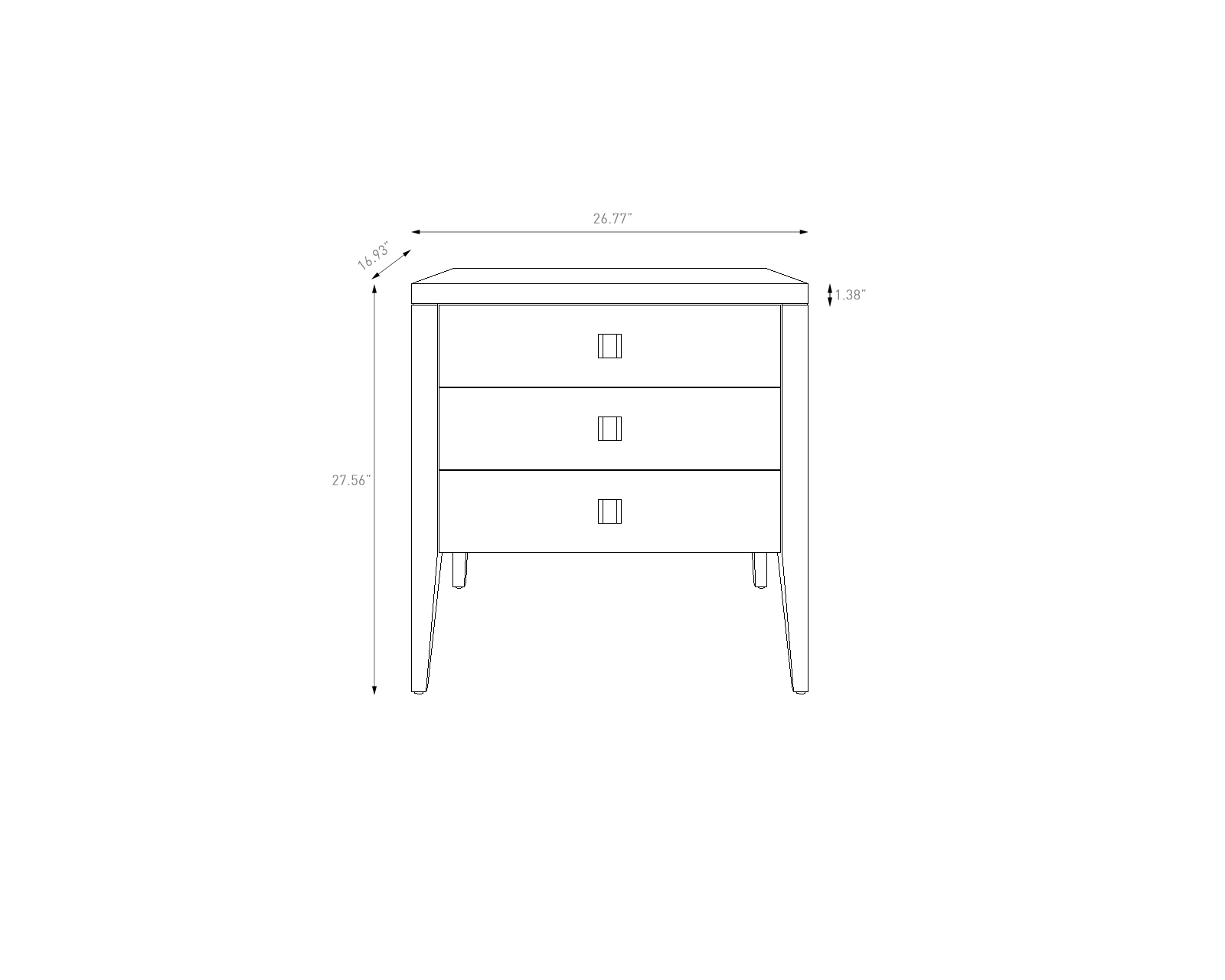 Technical diagram indicating a 28-inch total height, 28-inch width, and 18-inch depth