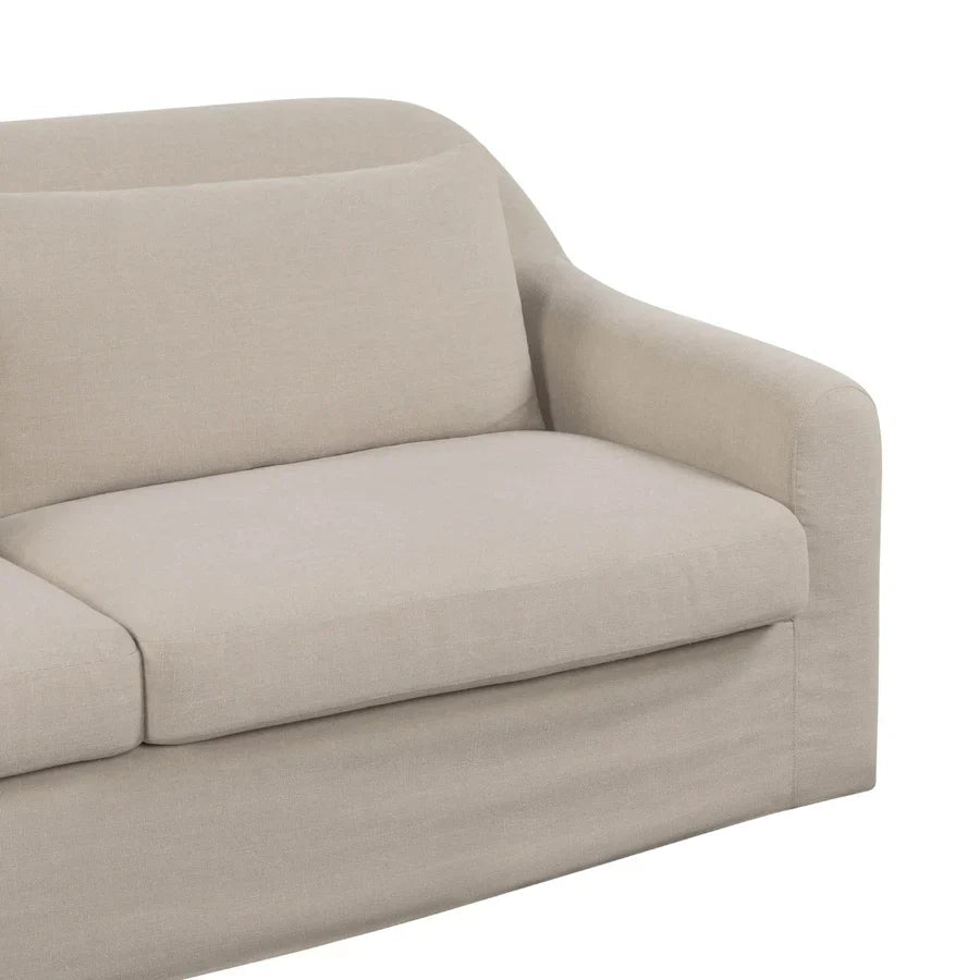 Close-up of seat and backrest on beige Harper sofa