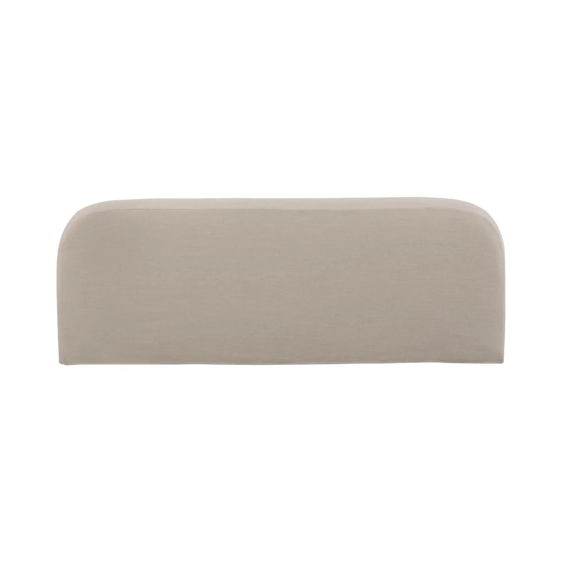 Full back profile of the beige Harper fabric sofa