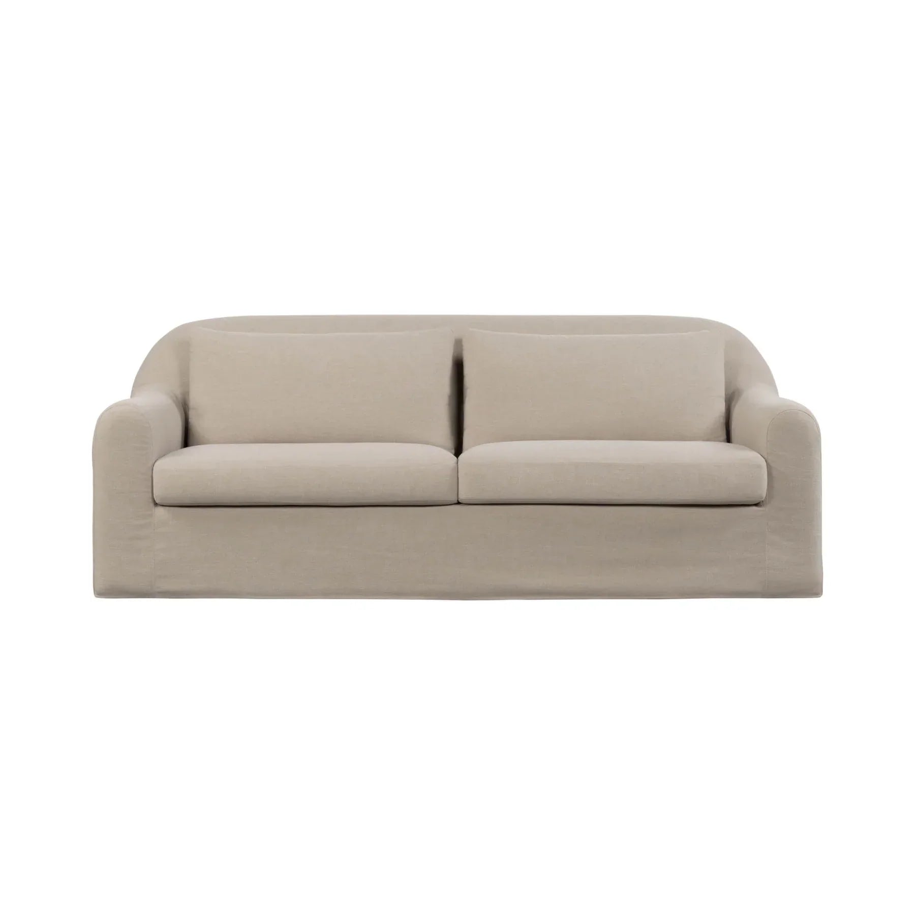 Front view of Harper slipcover sofa in neutral beige