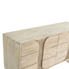 High-angle perspective view showcasing the expansive top surface and the subtle natural grain of the white oak
