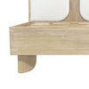 Close-up view of the solid wood leg and side rail highlighting the low-profile minimalist design