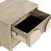 Perspective view with the top drawer pulled out showcasing the protective felt-lined interior for delicate items