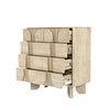 High-angle perspective view with all drawers open showcasing the deep vertical storage capacity and smooth metal glides