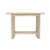 Straight-on front view of the Haru console table featuring a minimalist architectural design in whitewash solid wood