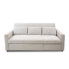 Frontal shot emphasizing the chaise extension of the Hedal modular sectional