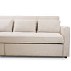 Wide angled view of the Hedal sectional converted into a full-sized bed