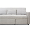Front view of the Hedal Sofa Sectional Sleeper in cream textured fabric with matching back pillows.
